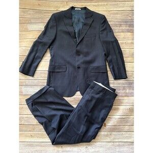 HICKEY FREEMAN Mens Blazer 40R USA Blue Wool Sport Suit Jacket & Pants 36 x 30